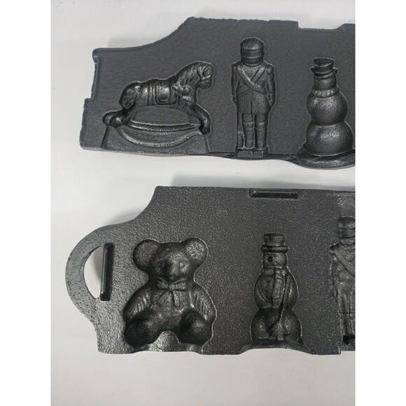 John Wright Christmas Candy Mold Cast Iron Bear Rocking Horse Snowman Soldier - Picture 2 of 16
